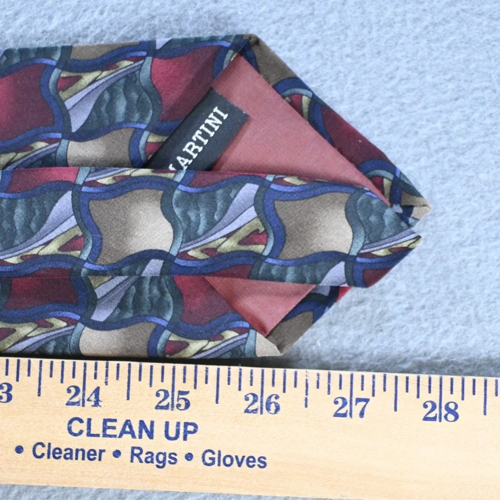 Martini Stonehenge Mens Cocktail Collection Silk Tie OS Multicolor Geometric 90s